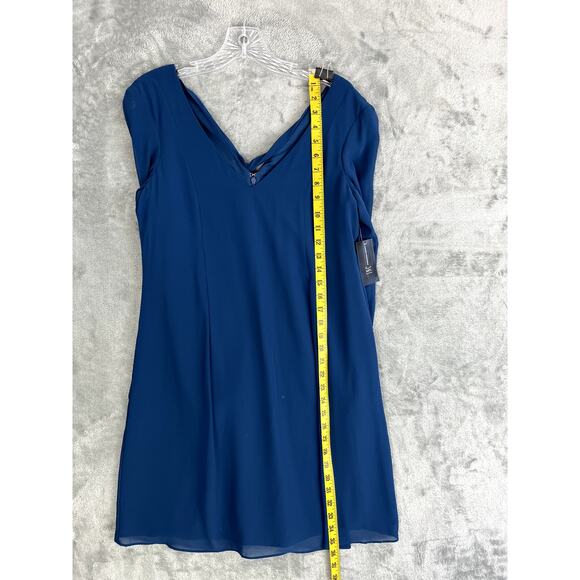 Macys Inc NWT Sheer Sleeve Dress XS Blue Tie Back V Neck Flowy - Picture 8 of 16